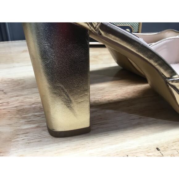 French Connection Women's 9 Gold Ankle Strap Platform Peep Toe High Heel Pumps - Picture 7 of 10